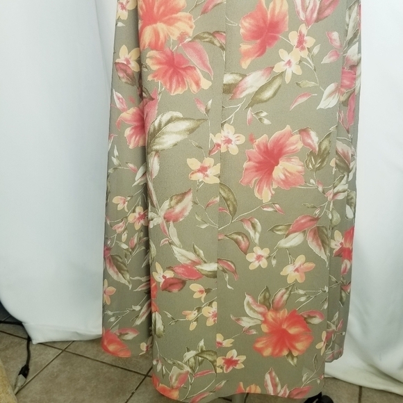 Coldwater Creek‎ Size 10 Long maxi dress Sleeveless tank Floral Tan split Back - Picture 8 of 11